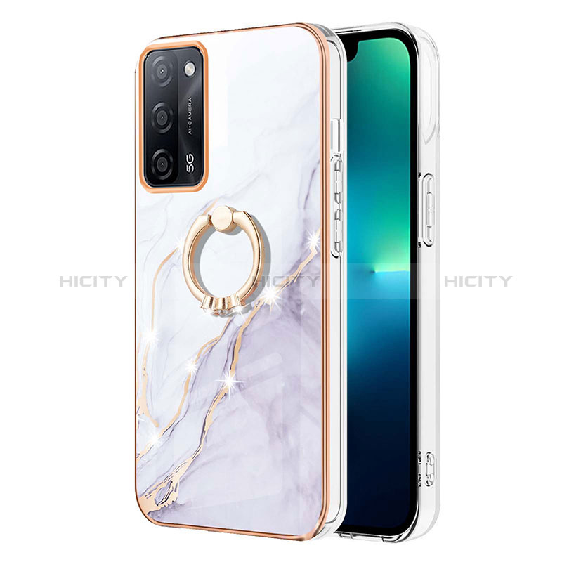 Handyhülle Silikon Hülle Gummi Schutzhülle Flexible Modisch Muster mit Fingerring Ständer Y05B für Oppo A56 5G