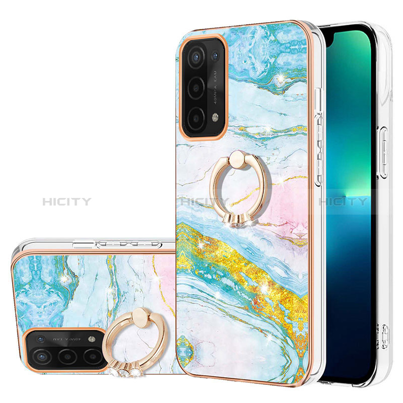 Handyhülle Silikon Hülle Gummi Schutzhülle Flexible Modisch Muster mit Fingerring Ständer Y05B für Oppo A74 5G