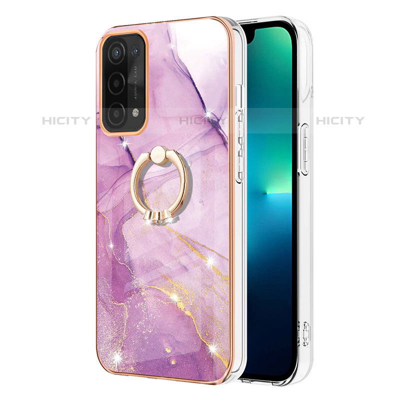 Handyhülle Silikon Hülle Gummi Schutzhülle Flexible Modisch Muster mit Fingerring Ständer Y05B für Oppo A93 5G