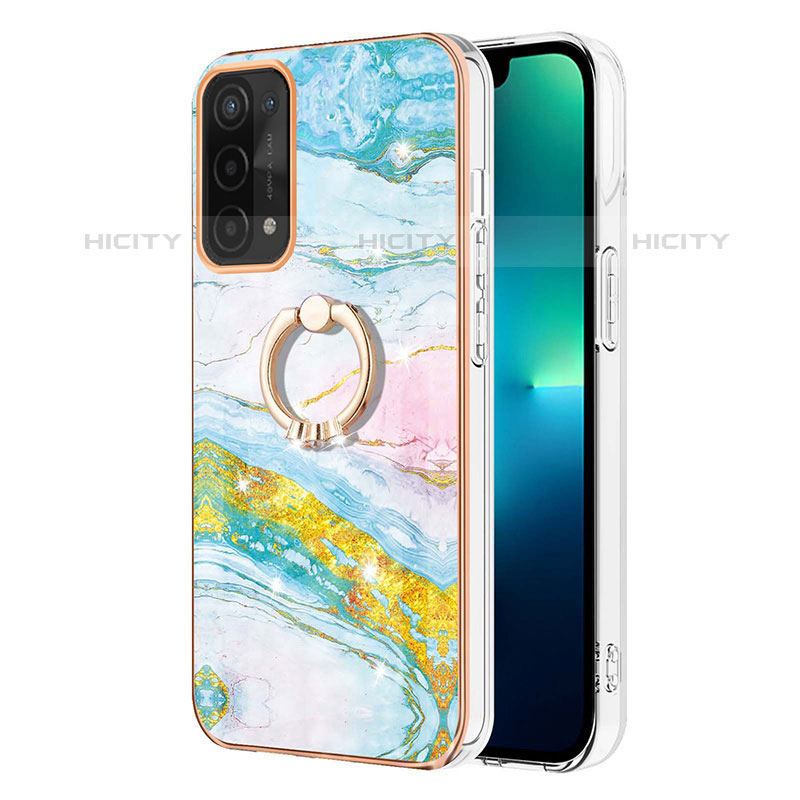 Handyhülle Silikon Hülle Gummi Schutzhülle Flexible Modisch Muster mit Fingerring Ständer Y05B für Oppo A93 5G groß