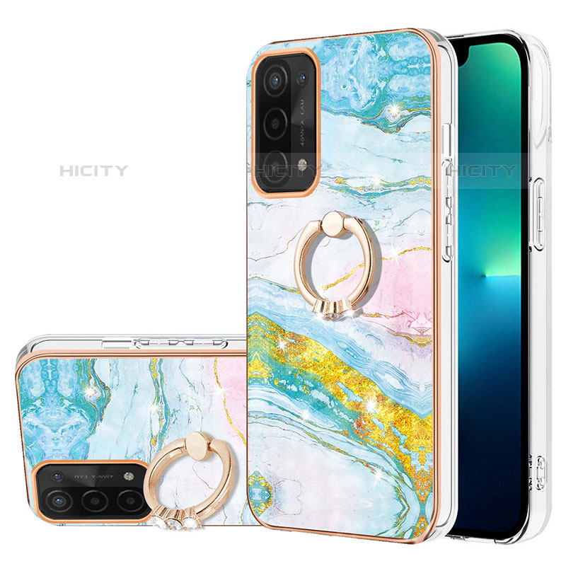 Handyhülle Silikon Hülle Gummi Schutzhülle Flexible Modisch Muster mit Fingerring Ständer Y05B für Oppo A93 5G groß