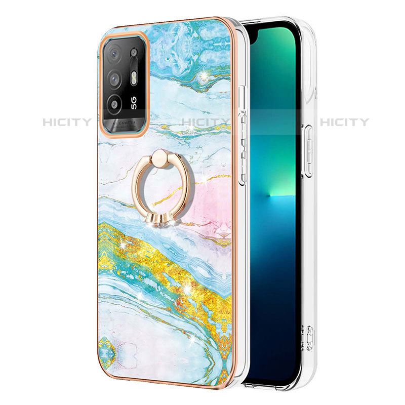 Handyhülle Silikon Hülle Gummi Schutzhülle Flexible Modisch Muster mit Fingerring Ständer Y05B für Oppo A94 5G