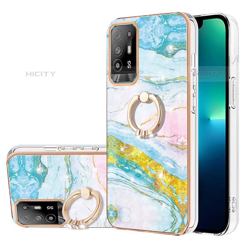 Handyhülle Silikon Hülle Gummi Schutzhülle Flexible Modisch Muster mit Fingerring Ständer Y05B für Oppo A94 5G