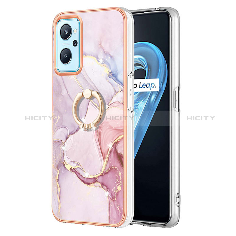 Handyhülle Silikon Hülle Gummi Schutzhülle Flexible Modisch Muster mit Fingerring Ständer Y05B für Oppo K10 4G Rosa