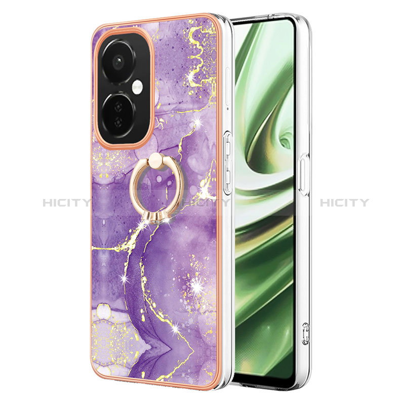 Handyhülle Silikon Hülle Gummi Schutzhülle Flexible Modisch Muster mit Fingerring Ständer Y05B für Oppo K11x 5G Violett Plus