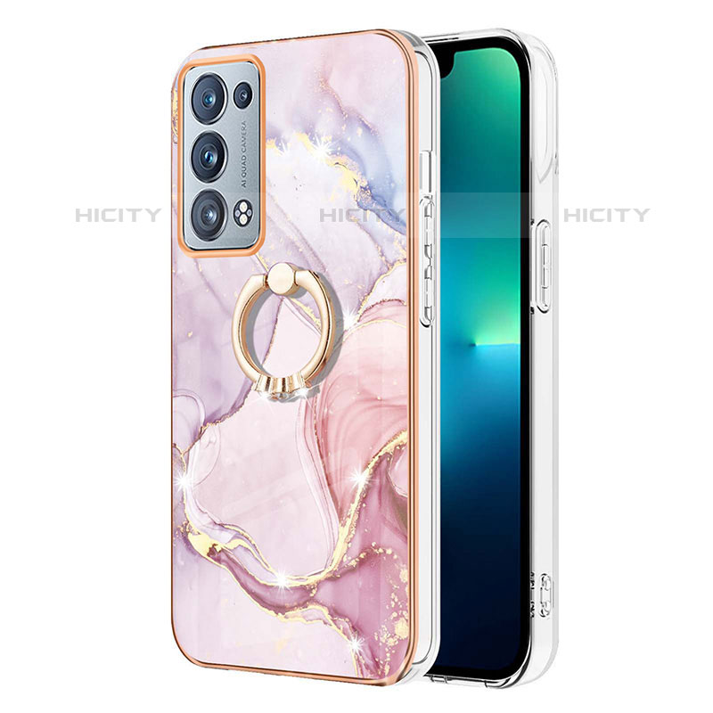 Handyhülle Silikon Hülle Gummi Schutzhülle Flexible Modisch Muster mit Fingerring Ständer Y05B für Oppo Reno6 Pro 5G