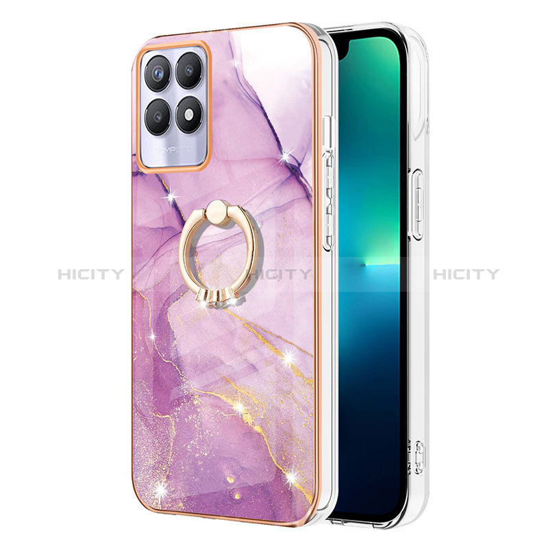 Handyhülle Silikon Hülle Gummi Schutzhülle Flexible Modisch Muster mit Fingerring Ständer Y05B für Realme 8i