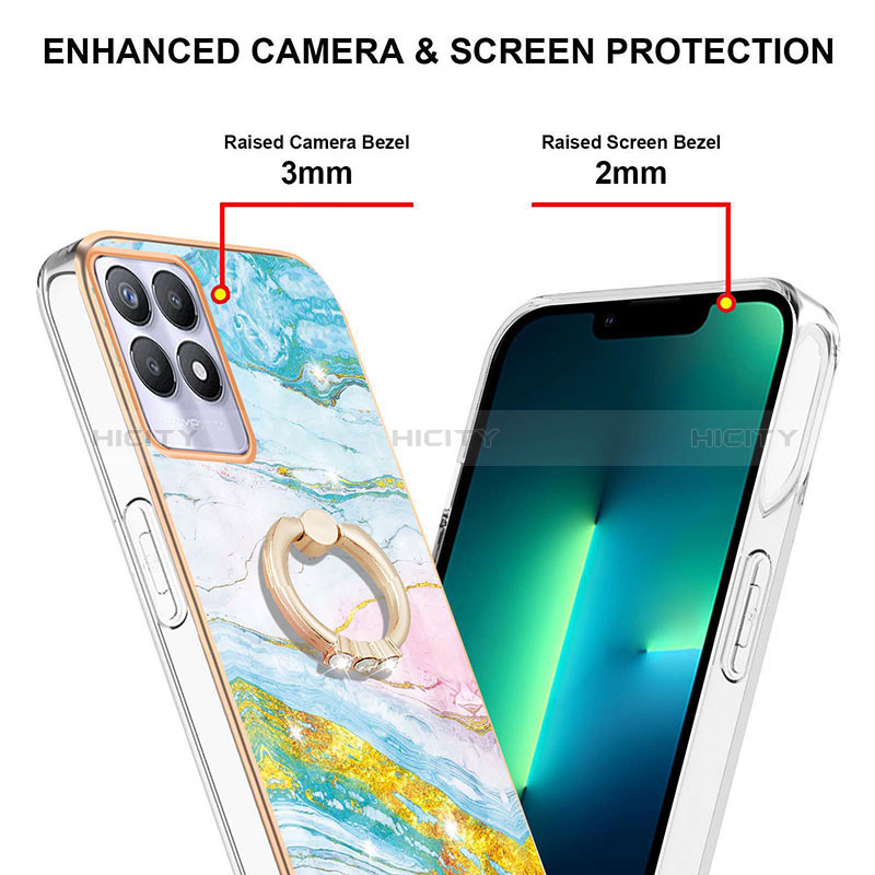 Handyhülle Silikon Hülle Gummi Schutzhülle Flexible Modisch Muster mit Fingerring Ständer Y05B für Realme 8i