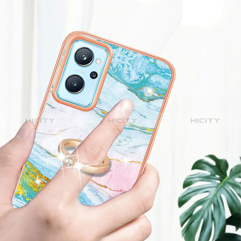 Handyhülle Silikon Hülle Gummi Schutzhülle Flexible Modisch Muster mit Fingerring Ständer Y05B für Realme 9i 4G groß