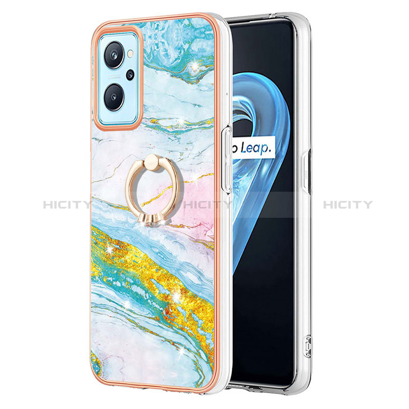 Handyhülle Silikon Hülle Gummi Schutzhülle Flexible Modisch Muster mit Fingerring Ständer Y05B für Realme 9i 4G Bunt Plus