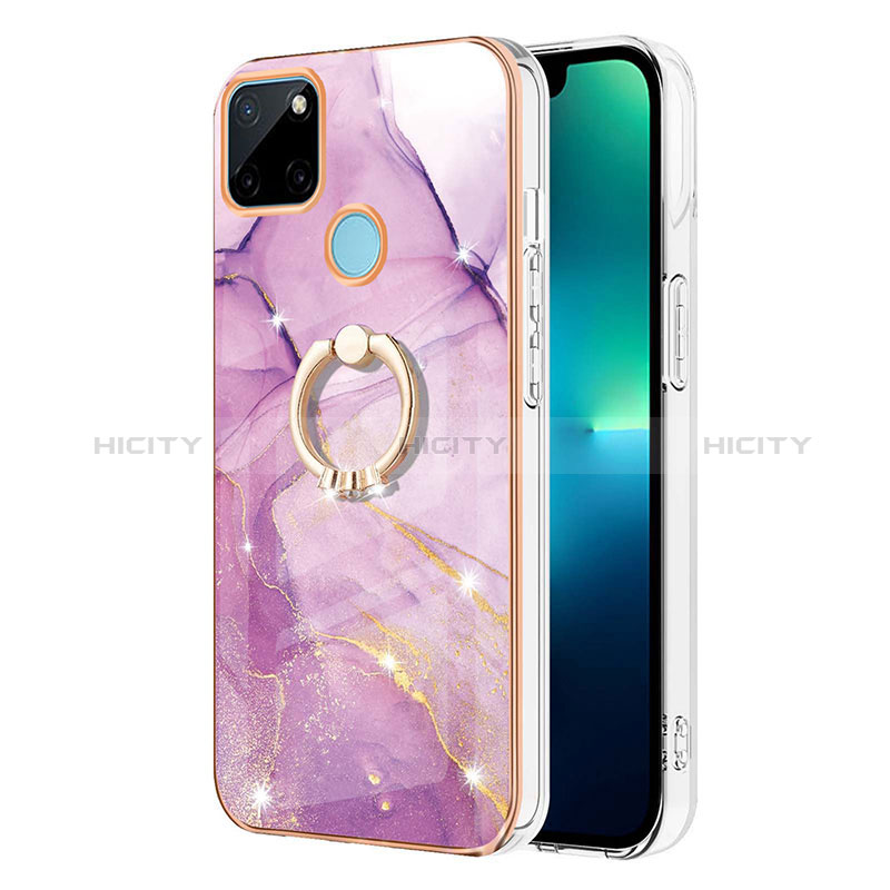 Handyhülle Silikon Hülle Gummi Schutzhülle Flexible Modisch Muster mit Fingerring Ständer Y05B für Realme C21Y groß