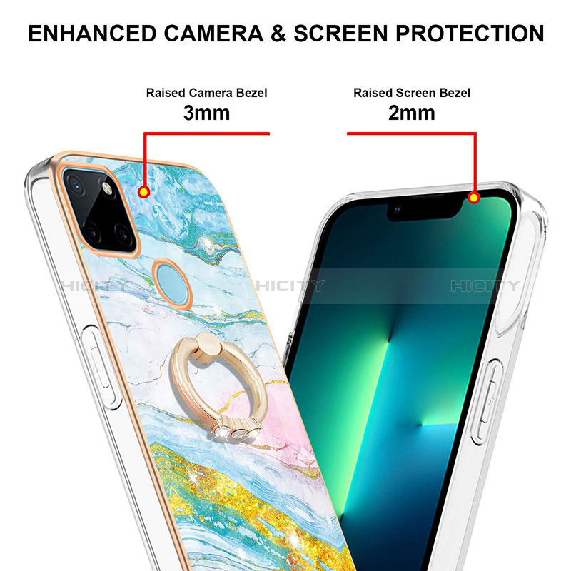 Handyhülle Silikon Hülle Gummi Schutzhülle Flexible Modisch Muster mit Fingerring Ständer Y05B für Realme C21Y groß