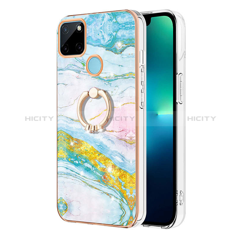 Handyhülle Silikon Hülle Gummi Schutzhülle Flexible Modisch Muster mit Fingerring Ständer Y05B für Realme C21Y Bunt