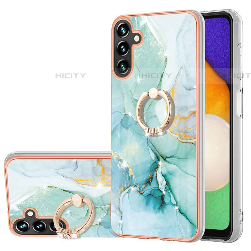 Handyhülle Silikon Hülle Gummi Schutzhülle Flexible Modisch Muster mit Fingerring Ständer Y05B für Samsung Galaxy A04s Grün Plus