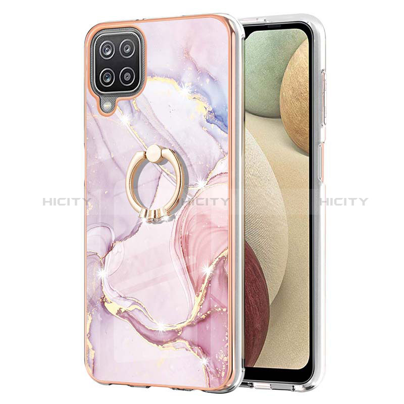 Handyhülle Silikon Hülle Gummi Schutzhülle Flexible Modisch Muster mit Fingerring Ständer Y05B für Samsung Galaxy A12