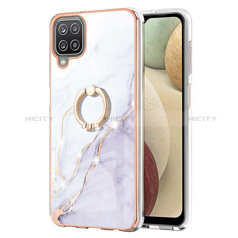 Handyhülle Silikon Hülle Gummi Schutzhülle Flexible Modisch Muster mit Fingerring Ständer Y05B für Samsung Galaxy A12