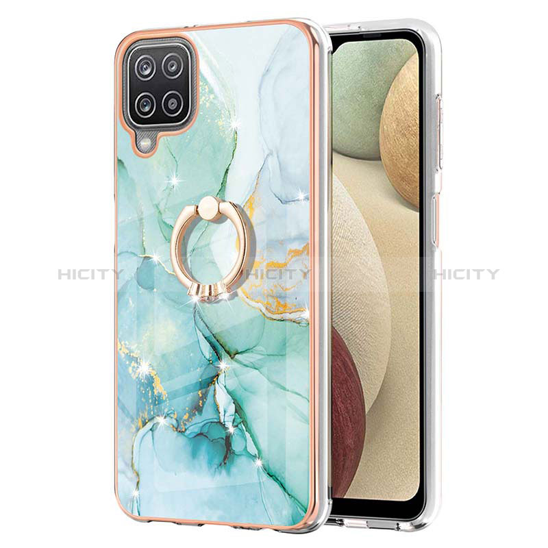 Handyhülle Silikon Hülle Gummi Schutzhülle Flexible Modisch Muster mit Fingerring Ständer Y05B für Samsung Galaxy A12 Nacho groß