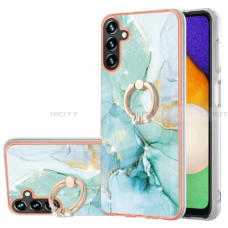 Handyhülle Silikon Hülle Gummi Schutzhülle Flexible Modisch Muster mit Fingerring Ständer Y05B für Samsung Galaxy A13 5G Grün Plus