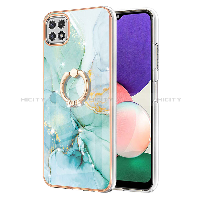 Handyhülle Silikon Hülle Gummi Schutzhülle Flexible Modisch Muster mit Fingerring Ständer Y05B für Samsung Galaxy A22s 5G