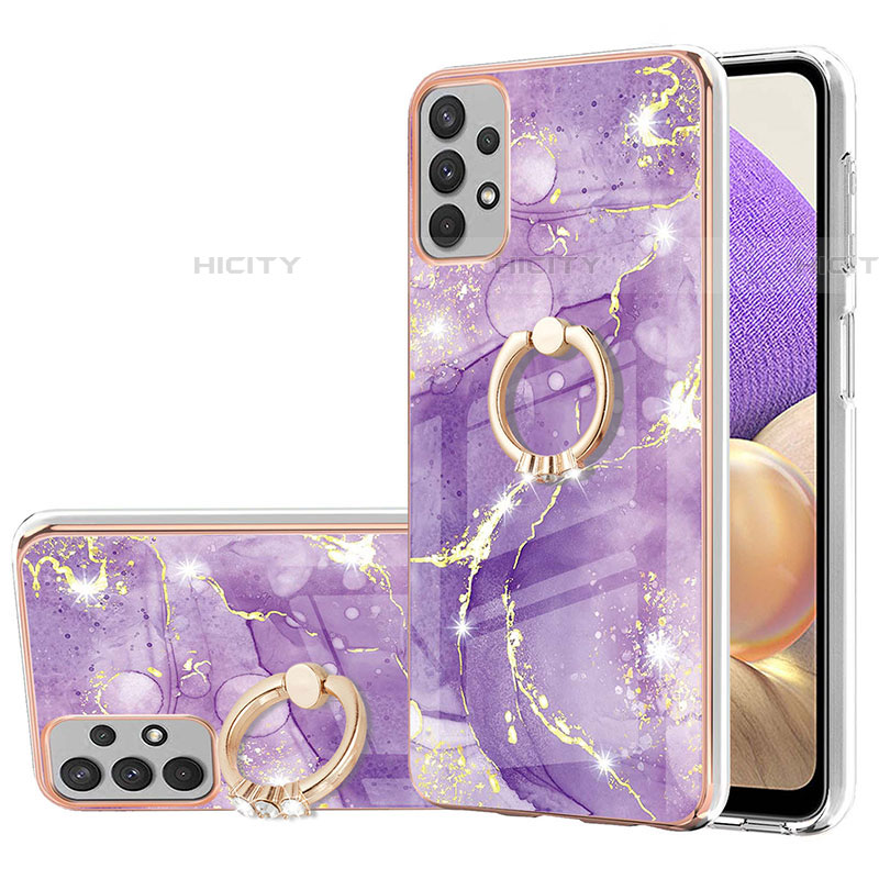 Handyhülle Silikon Hülle Gummi Schutzhülle Flexible Modisch Muster mit Fingerring Ständer Y05B für Samsung Galaxy A53 5G Violett Plus