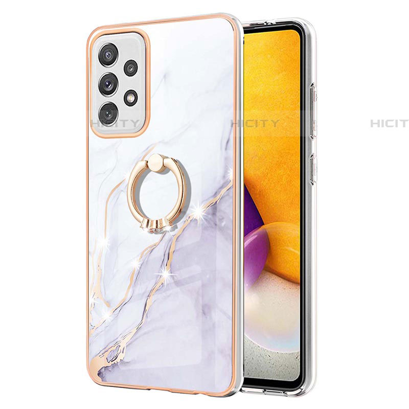 Handyhülle Silikon Hülle Gummi Schutzhülle Flexible Modisch Muster mit Fingerring Ständer Y05B für Samsung Galaxy A72 4G groß