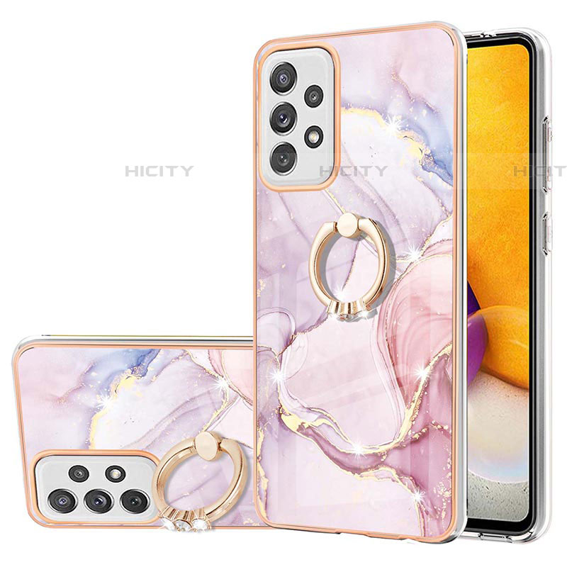 Handyhülle Silikon Hülle Gummi Schutzhülle Flexible Modisch Muster mit Fingerring Ständer Y05B für Samsung Galaxy A72 4G Rosa