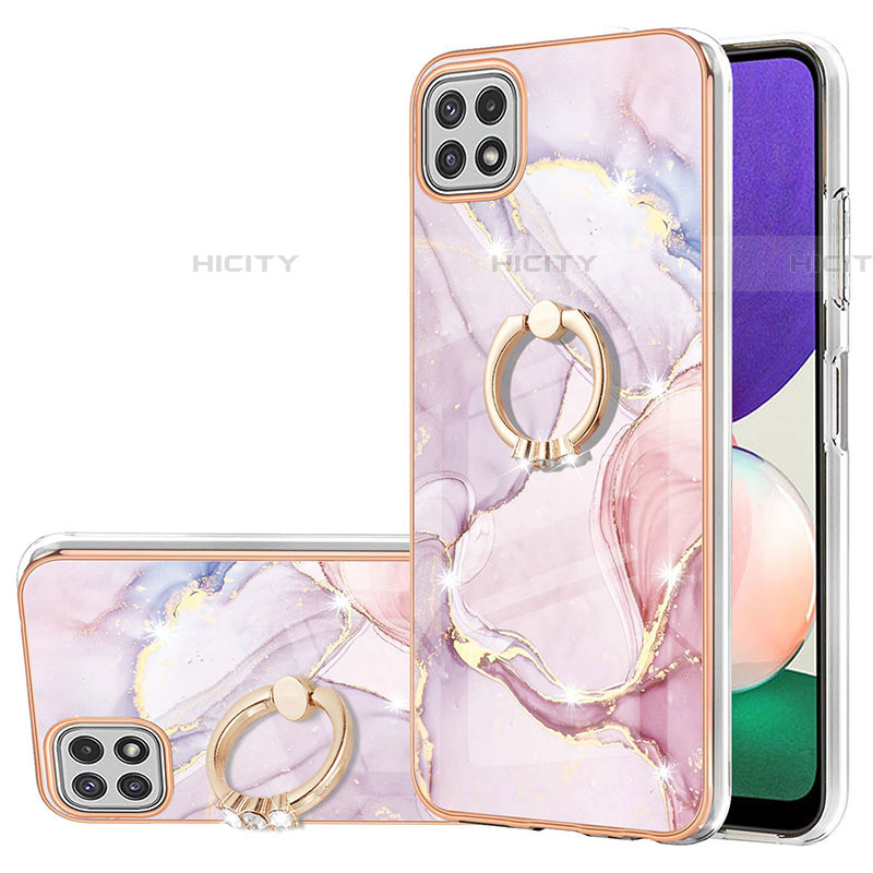 Handyhülle Silikon Hülle Gummi Schutzhülle Flexible Modisch Muster mit Fingerring Ständer Y05B für Samsung Galaxy F42 5G Rosa Plus