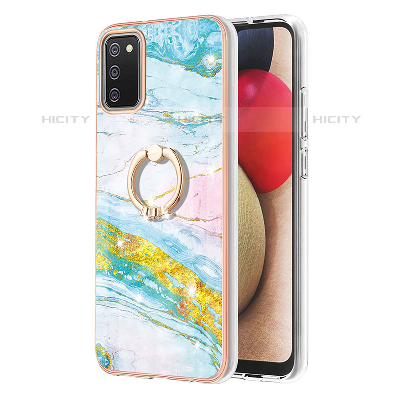 Handyhülle Silikon Hülle Gummi Schutzhülle Flexible Modisch Muster mit Fingerring Ständer Y05B für Samsung Galaxy M02s