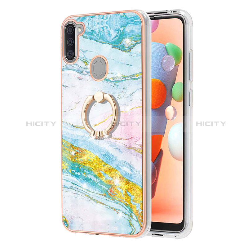 Handyhülle Silikon Hülle Gummi Schutzhülle Flexible Modisch Muster mit Fingerring Ständer Y05B für Samsung Galaxy M11 groß