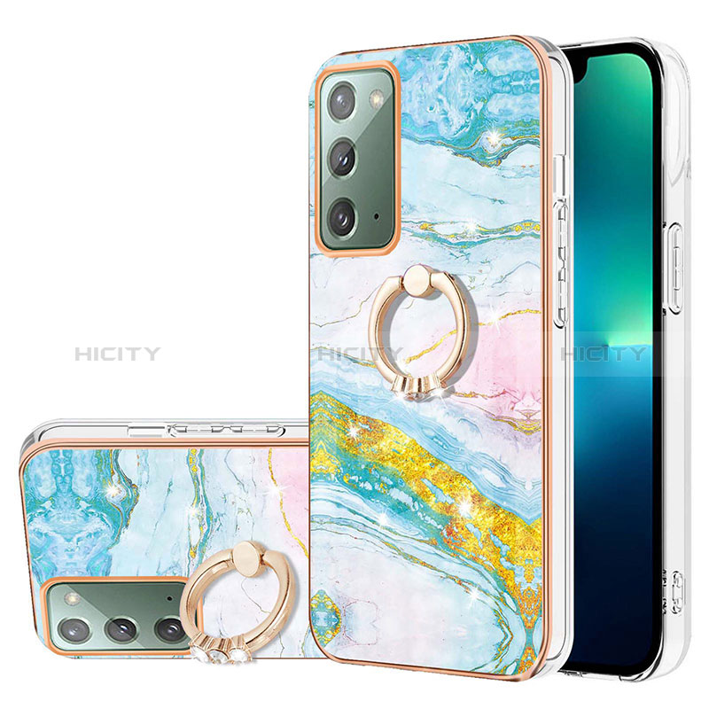 Handyhülle Silikon Hülle Gummi Schutzhülle Flexible Modisch Muster mit Fingerring Ständer Y05B für Samsung Galaxy Note 20 5G Bunt