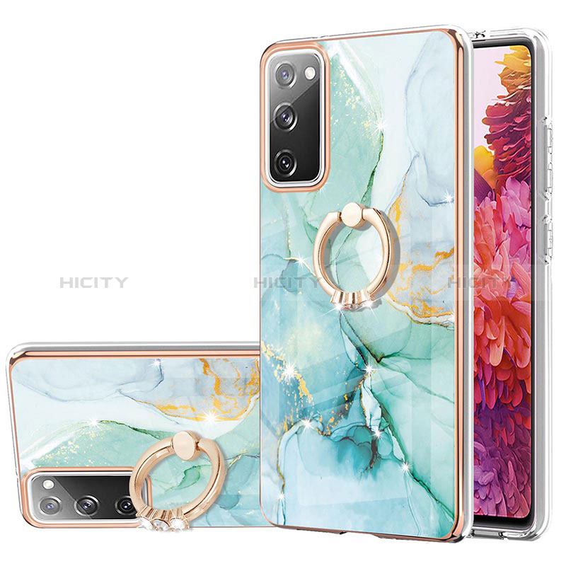 Handyhülle Silikon Hülle Gummi Schutzhülle Flexible Modisch Muster mit Fingerring Ständer Y05B für Samsung Galaxy S20 Lite 5G Grün Plus