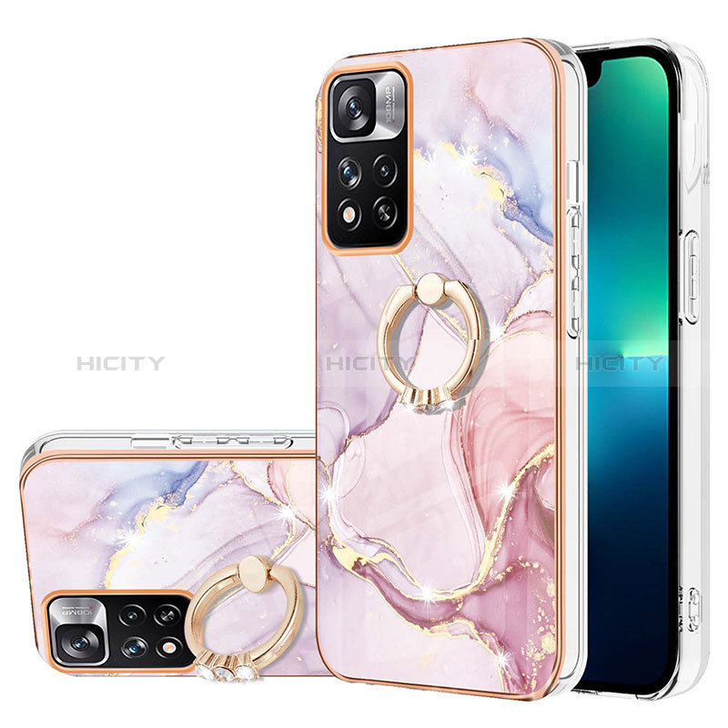 Handyhülle Silikon Hülle Gummi Schutzhülle Flexible Modisch Muster mit Fingerring Ständer Y05B für Xiaomi Mi 11i 5G (2022) Rosa Plus