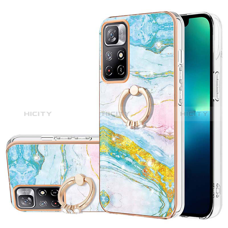 Handyhülle Silikon Hülle Gummi Schutzhülle Flexible Modisch Muster mit Fingerring Ständer Y05B für Xiaomi Poco M4 Pro 5G Bunt