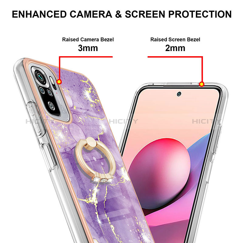 Handyhülle Silikon Hülle Gummi Schutzhülle Flexible Modisch Muster mit Fingerring Ständer Y05B für Xiaomi Poco M5S groß