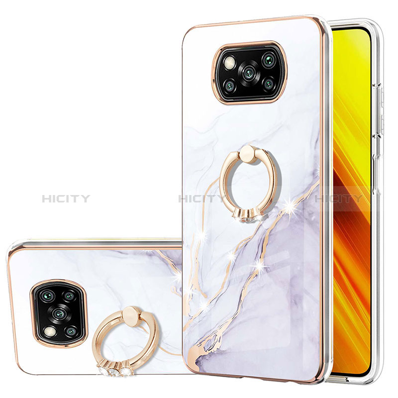 Handyhülle Silikon Hülle Gummi Schutzhülle Flexible Modisch Muster mit Fingerring Ständer Y05B für Xiaomi Poco X3 NFC