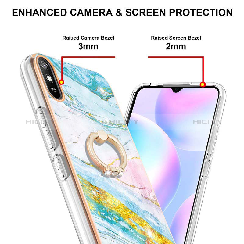 Handyhülle Silikon Hülle Gummi Schutzhülle Flexible Modisch Muster mit Fingerring Ständer Y05B für Xiaomi Redmi 9A