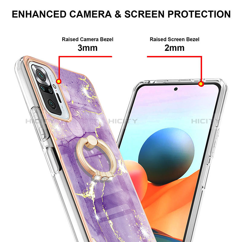 Handyhülle Silikon Hülle Gummi Schutzhülle Flexible Modisch Muster mit Fingerring Ständer Y05B für Xiaomi Redmi Note 10 Pro 4G