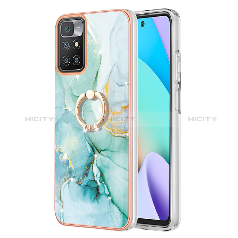 Handyhülle Silikon Hülle Gummi Schutzhülle Flexible Modisch Muster mit Fingerring Ständer Y05B für Xiaomi Redmi Note 11 4G (2021) Grün Plus