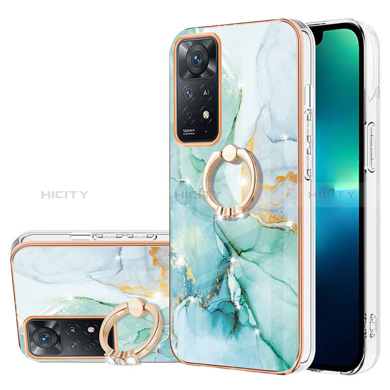 Handyhülle Silikon Hülle Gummi Schutzhülle Flexible Modisch Muster mit Fingerring Ständer Y05B für Xiaomi Redmi Note 11 4G (2022) groß