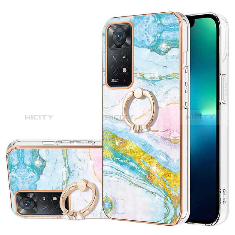 Handyhülle Silikon Hülle Gummi Schutzhülle Flexible Modisch Muster mit Fingerring Ständer Y05B für Xiaomi Redmi Note 11 4G (2022) Bunt Plus