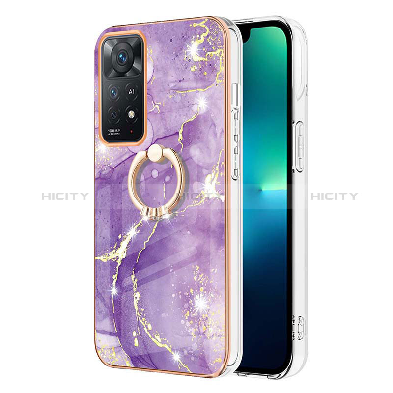 Handyhülle Silikon Hülle Gummi Schutzhülle Flexible Modisch Muster mit Fingerring Ständer Y05B für Xiaomi Redmi Note 11 Pro 5G groß