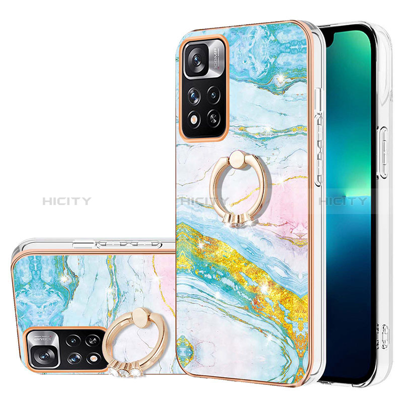 Handyhülle Silikon Hülle Gummi Schutzhülle Flexible Modisch Muster mit Fingerring Ständer Y05B für Xiaomi Redmi Note 11 Pro+ Plus 5G