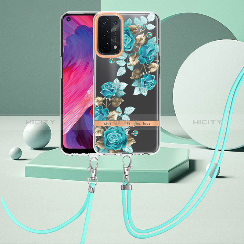 Handyhülle Silikon Hülle Gummi Schutzhülle Flexible Modisch Muster mit Fingerring Ständer Y06B für Oppo A54 5G groß