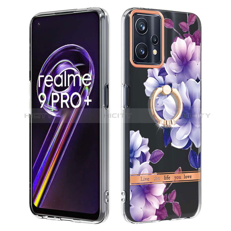 Handyhülle Silikon Hülle Gummi Schutzhülle Flexible Modisch Muster mit Fingerring Ständer Y06B für Realme 9 4G