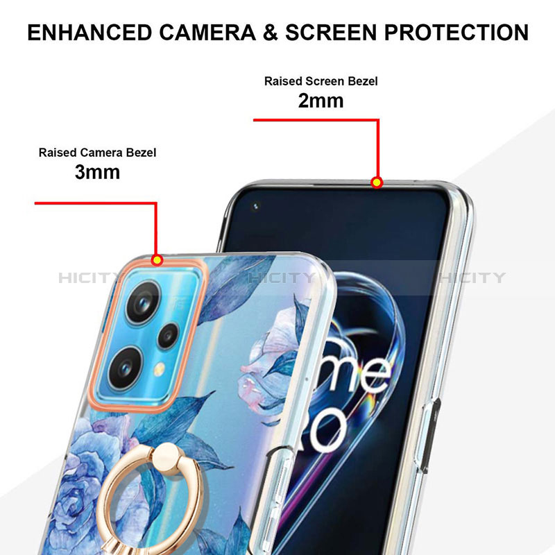 Handyhülle Silikon Hülle Gummi Schutzhülle Flexible Modisch Muster mit Fingerring Ständer Y06B für Realme 9 Pro 5G