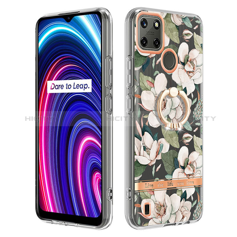 Handyhülle Silikon Hülle Gummi Schutzhülle Flexible Modisch Muster mit Fingerring Ständer Y06B für Realme C21Y