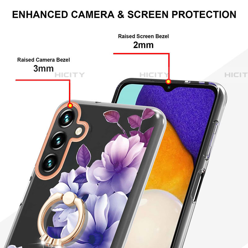 Handyhülle Silikon Hülle Gummi Schutzhülle Flexible Modisch Muster mit Fingerring Ständer Y06B für Samsung Galaxy A04s