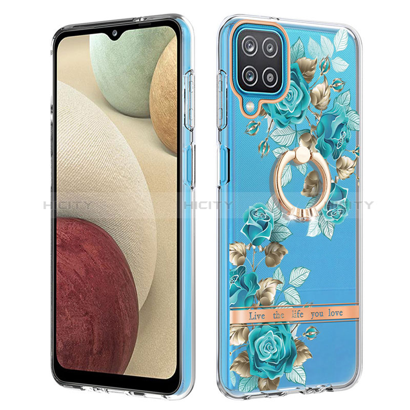 Handyhülle Silikon Hülle Gummi Schutzhülle Flexible Modisch Muster mit Fingerring Ständer Y06B für Samsung Galaxy A12 5G