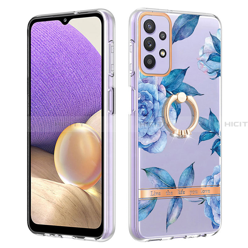 Handyhülle Silikon Hülle Gummi Schutzhülle Flexible Modisch Muster mit Fingerring Ständer Y06B für Samsung Galaxy A13 4G groß