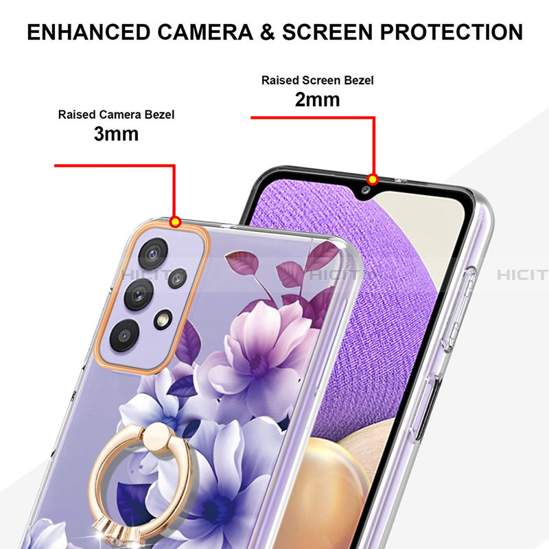 Handyhülle Silikon Hülle Gummi Schutzhülle Flexible Modisch Muster mit Fingerring Ständer Y06B für Samsung Galaxy A13 4G groß